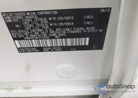 2015 Toyota Rav4 Limited from USA, damaged, VIN JTMDFREV8FD134295